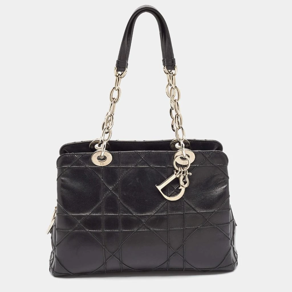 Dior Dior Black Macrocannage Leather Soft Chain Tote 1