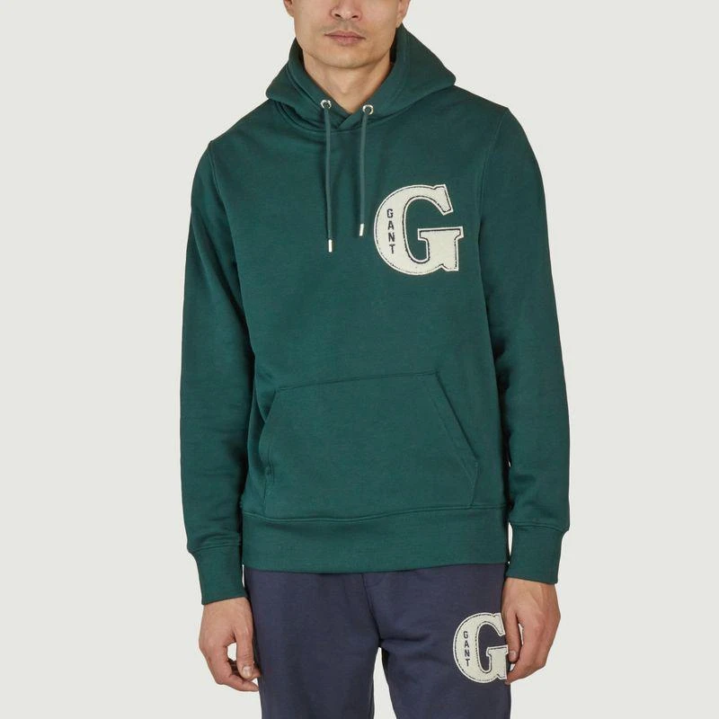 Gant Hoodie Graphic G Tartan Green GANT 1