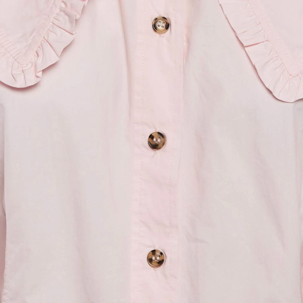 Ganni Ganni Pink Cotton Ruffled Platter Collar Shirt XL 3