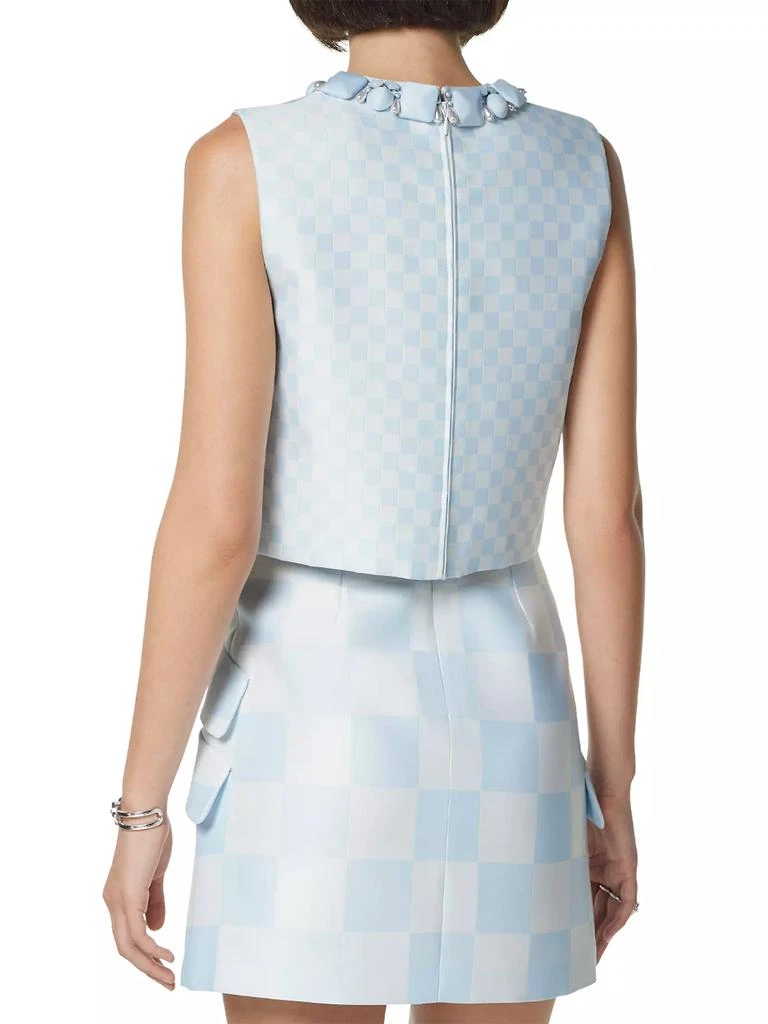 Versace Damier Check Duchesse Satin Crop Top 3