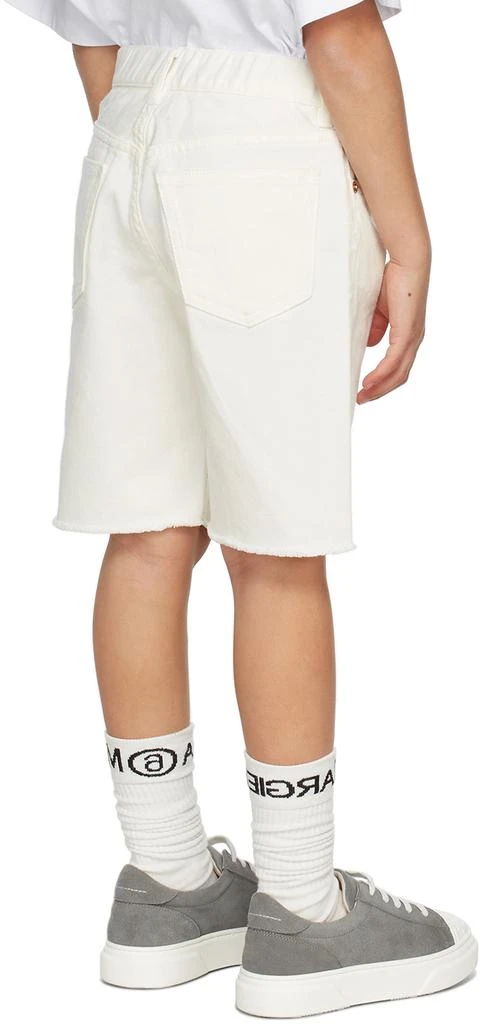 MAISON MARGIELA Kids Off-White Logo Denim Shorts 4