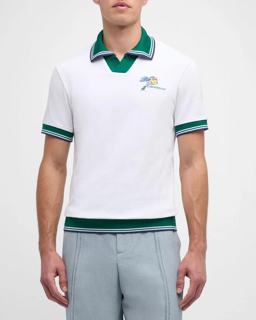 Casablanca Men's Croquis de Tennis Embroidered Polo Shirt 4