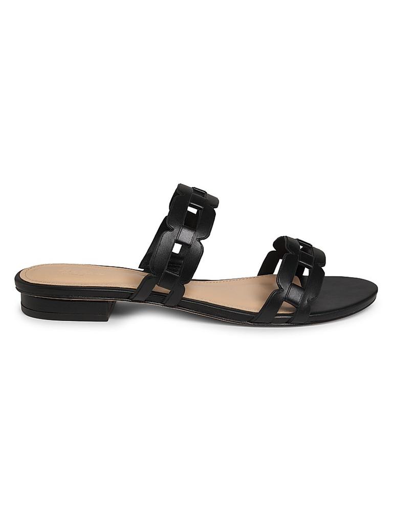 Chain-Link Metallic Leather Sandals – On Sale Now with Up to