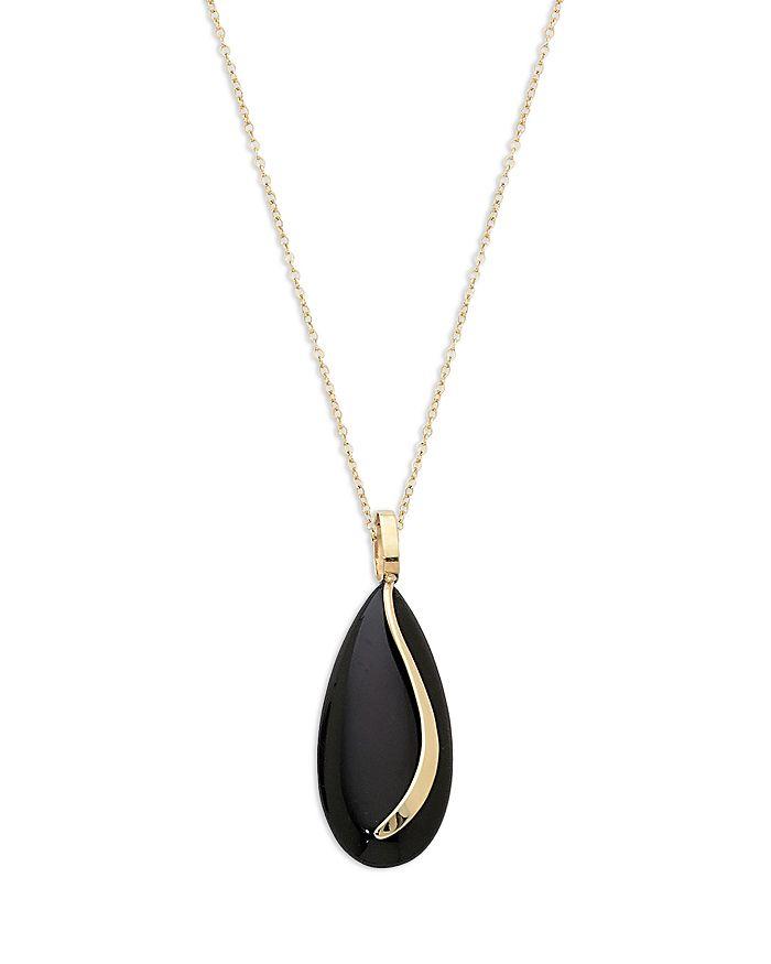 Bloomingdale's 14K Yellow Gold Onyx Almond Pendant Necklace, 18"