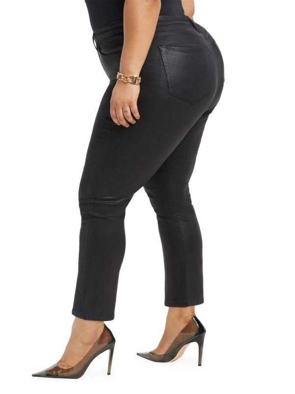 Good American Good Straight High-Rise Coated Cropped Straight-Leg Jeans 4