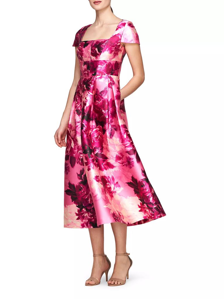 Kay Unger Tierney Floral Tea-Length Dress