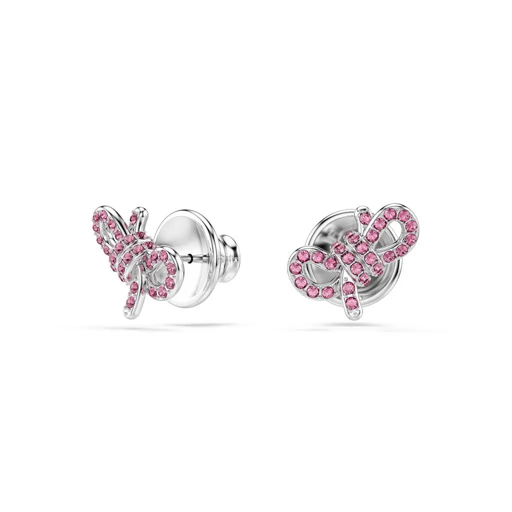 Swarovski Lifelong bow stud earrings bow pink rhodium plated 2