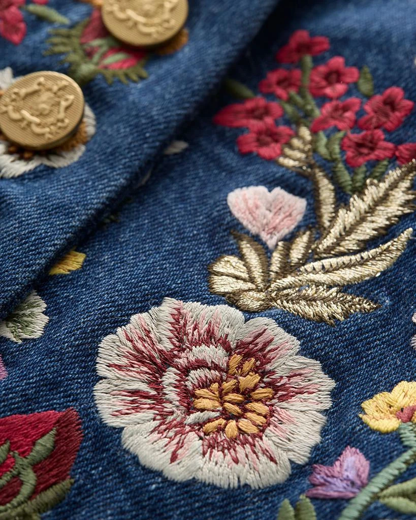 Alice + Olivia Emerson Embroidered Denim Military Jacket 5
