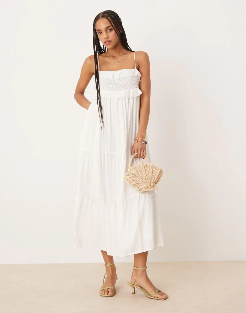 Nobody's Child Florian ruffle cami midi dress in white  On Sale Now with  Up to 60% Off | Discover Exclusive Deals & Savings at BeyondStyle   Authentic Nobody's Child Home|women with