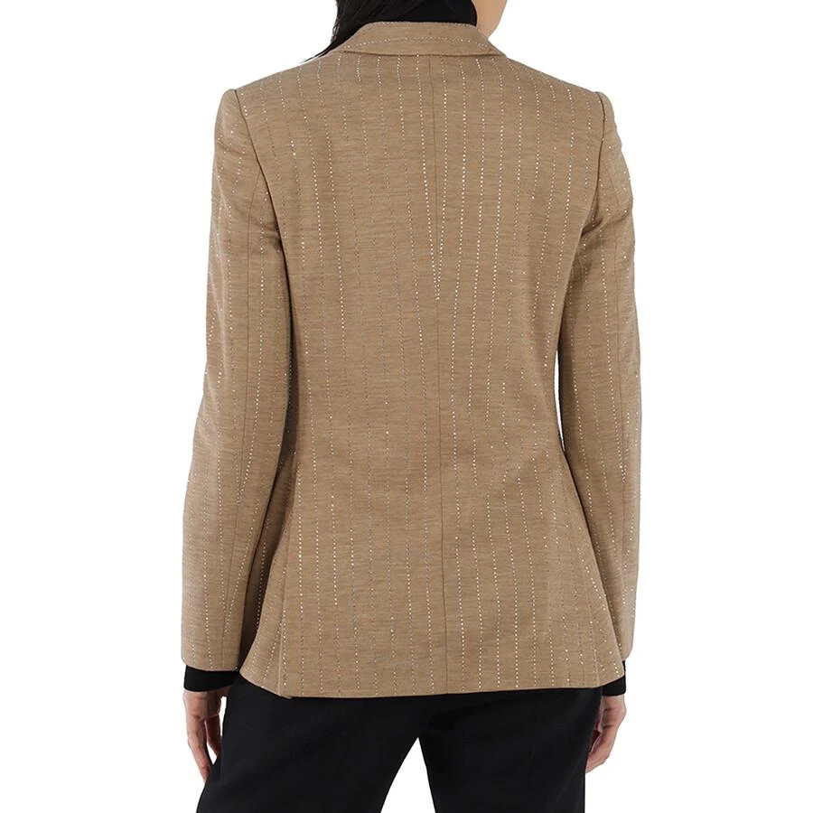 Burberry Ladies Pecan Melange Faux Crystal Pinstripes Wool Jersey Jacket 3