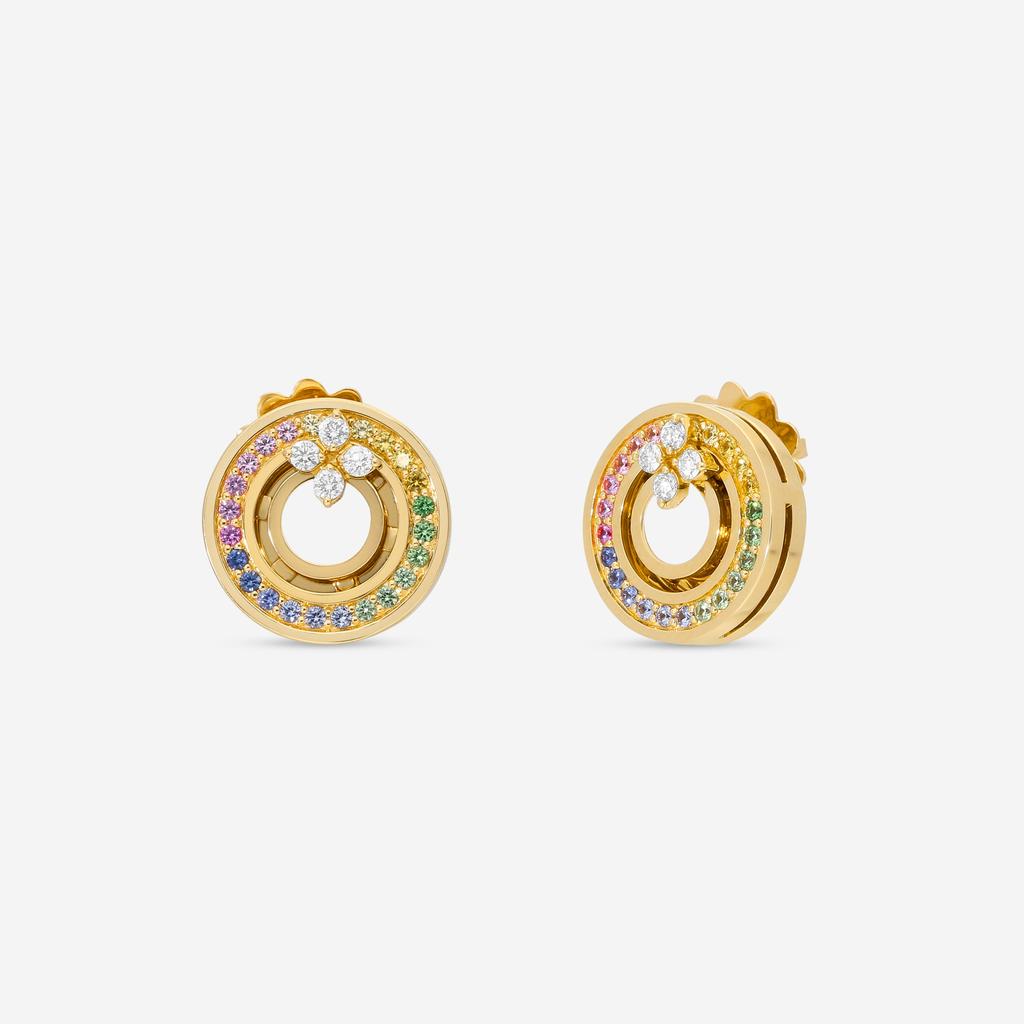 Roberto Coin Roberto Coin Love in Verona 18K Rose Gold Diamond & Rainbow Gemstone Stud Earrings 8883116AXERX