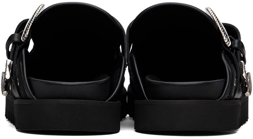 Toga Virilis SSENSE Exclusive Black Eyelet Metal Sabot Slip-On Loafers