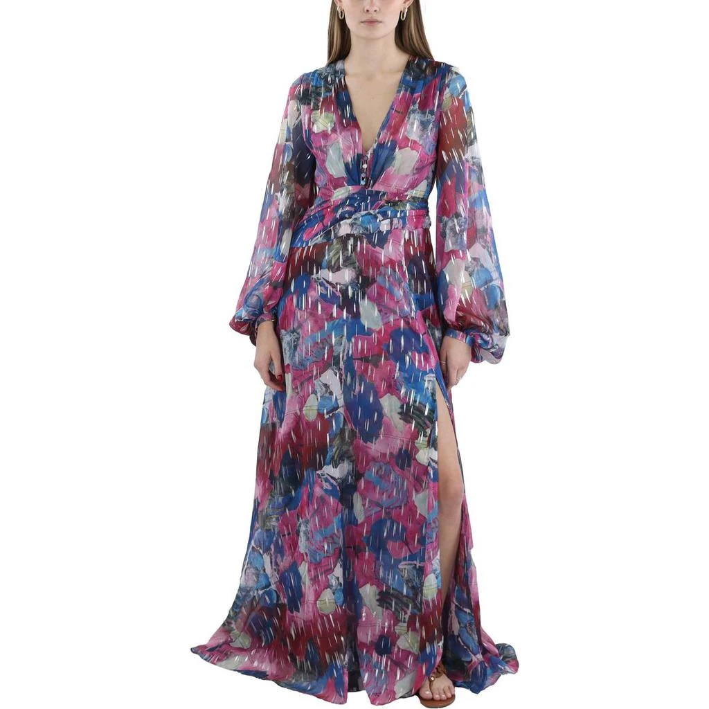 Adrienne Landau Womens Metallic Full Length Maxi Dress 1