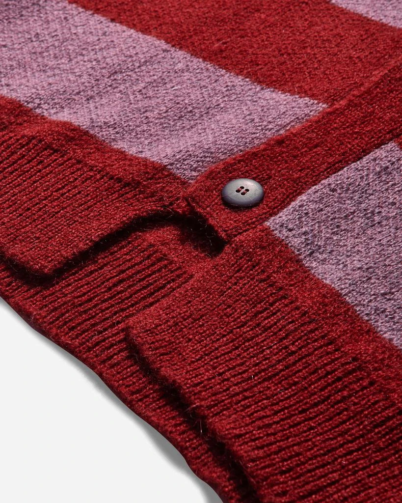 No Problemo Men's Striped Mohair Oversized Cardigan Burgundy 4