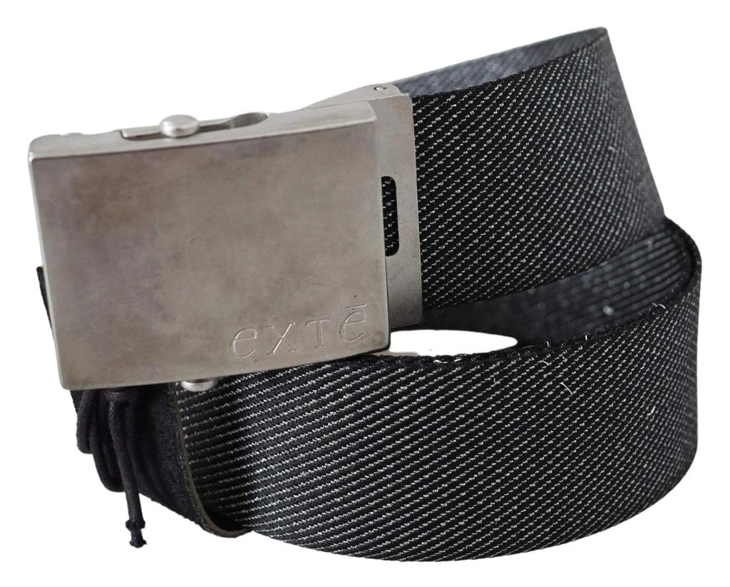 Exte Exte Black Silver Metal Brushed Buckle Waist Belt 3