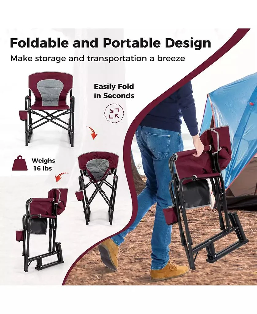 KUYOTQ Outdoor Rocker Camping Chair with Dual Springs and Padded Back 6