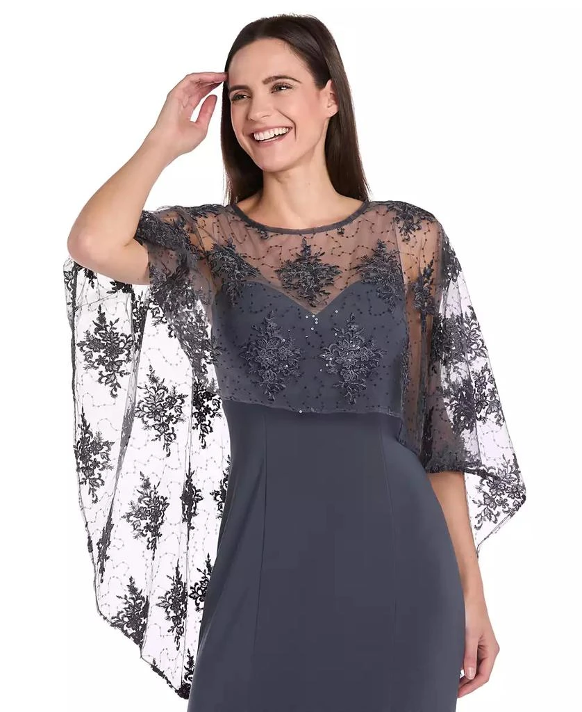 R & M Richards Women's Embellished-Capelet Gown 4