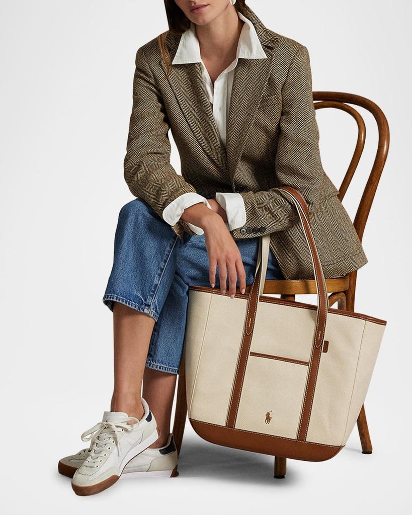 Ralph Lauren Canvas and Leather Medium Tote Bag
