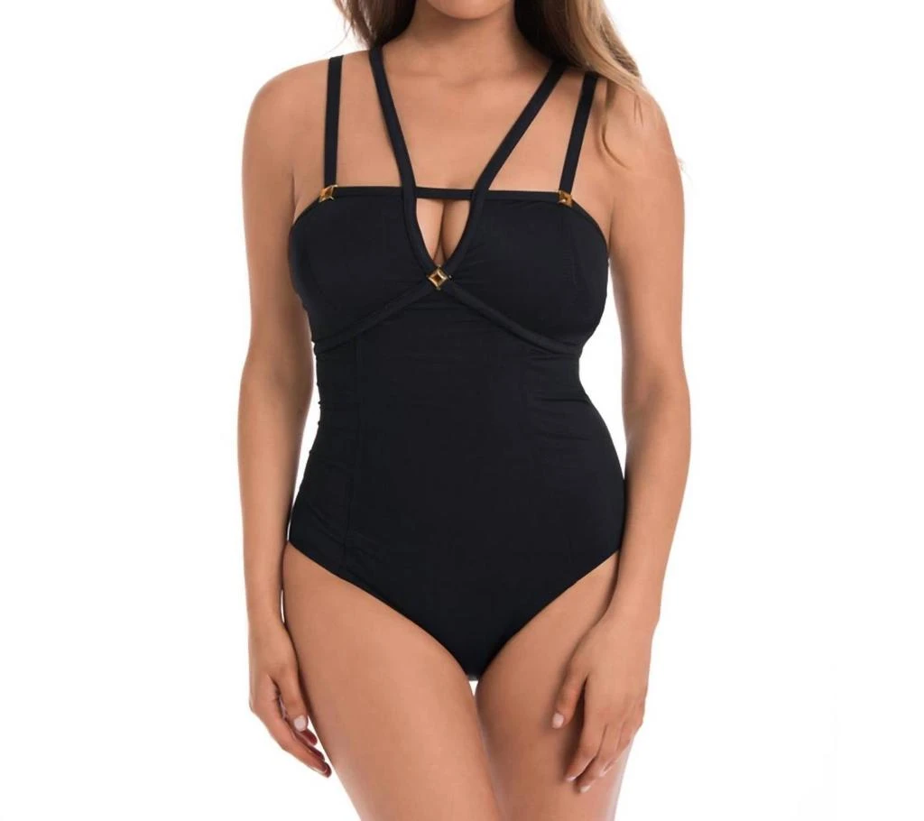 Amoressa Double Strap One Piece Swimsuit In Amo Black 1