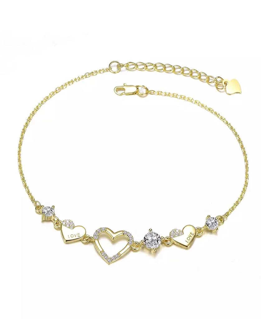 GiGiGirl Dazzling Cubic Zirconia Hearts Bracelet in 14K Gold Plated