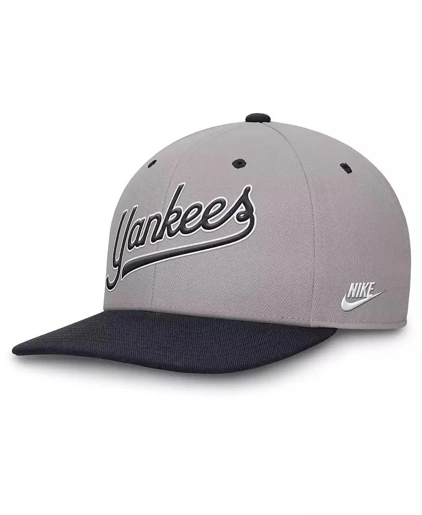 NIKE Men's Gray/Navy New York Yankees Cooperstown Collection Pro Performance Snapback Hat 3
