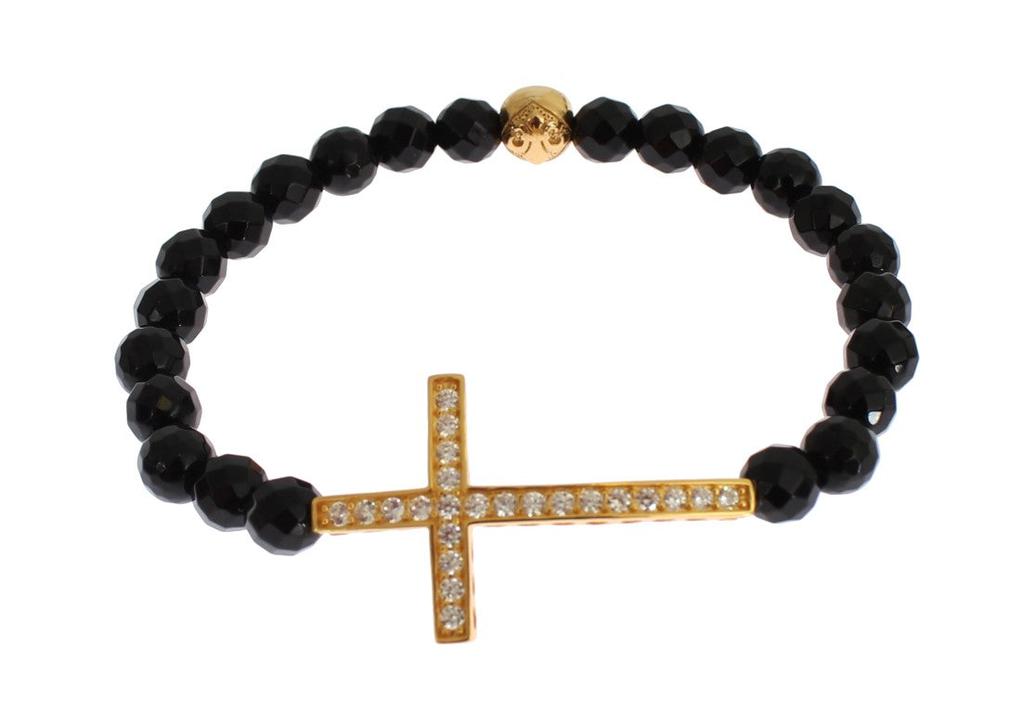 Nialaya Plated Sterling Bracelet with CZ Diamond Women's Cross