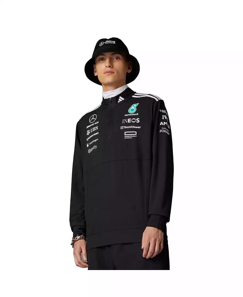 Adidas Men's Black Mercedes-AMG Petronas F1 Team Wear Quarter-Zip Pullover Sweatshirt