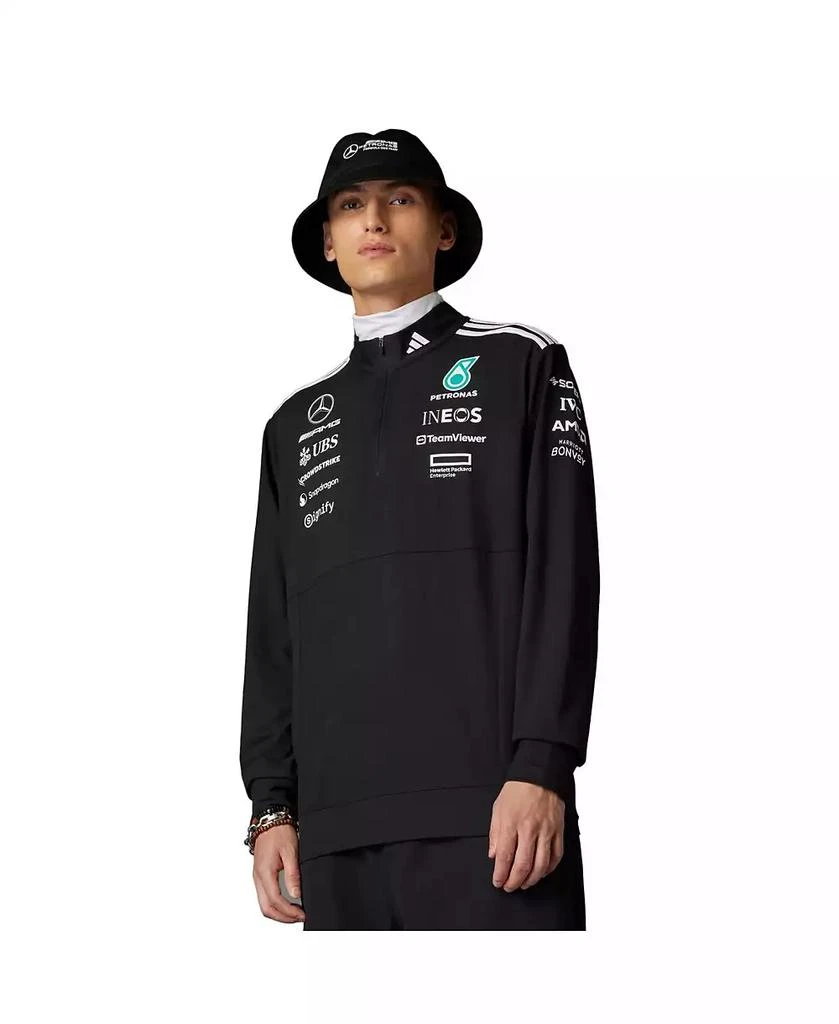 Adidas Men's Black Mercedes-AMG Petronas F1 Team Wear Quarter-Zip Pullover Sweatshirt 1
