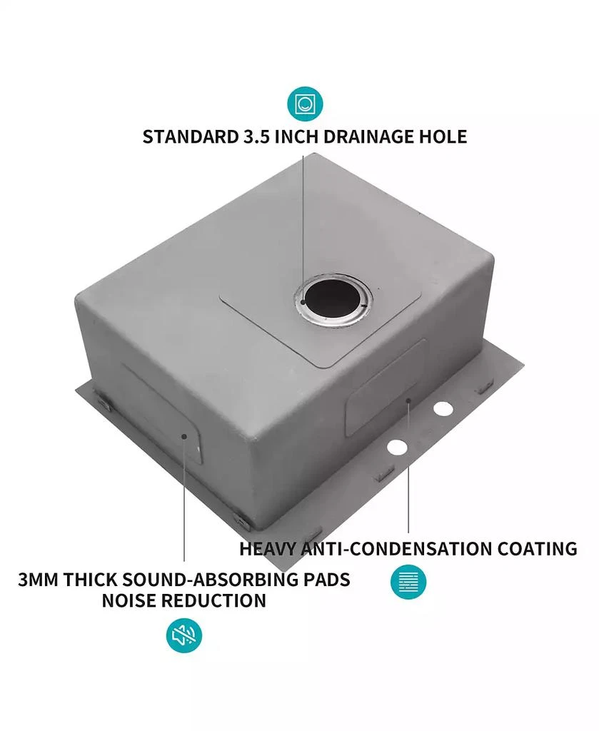 Flynama 25x22x10inch Stainless Steel Kitchen Sink Drop In Single Bowl 16 Gauge Deep Basin 4