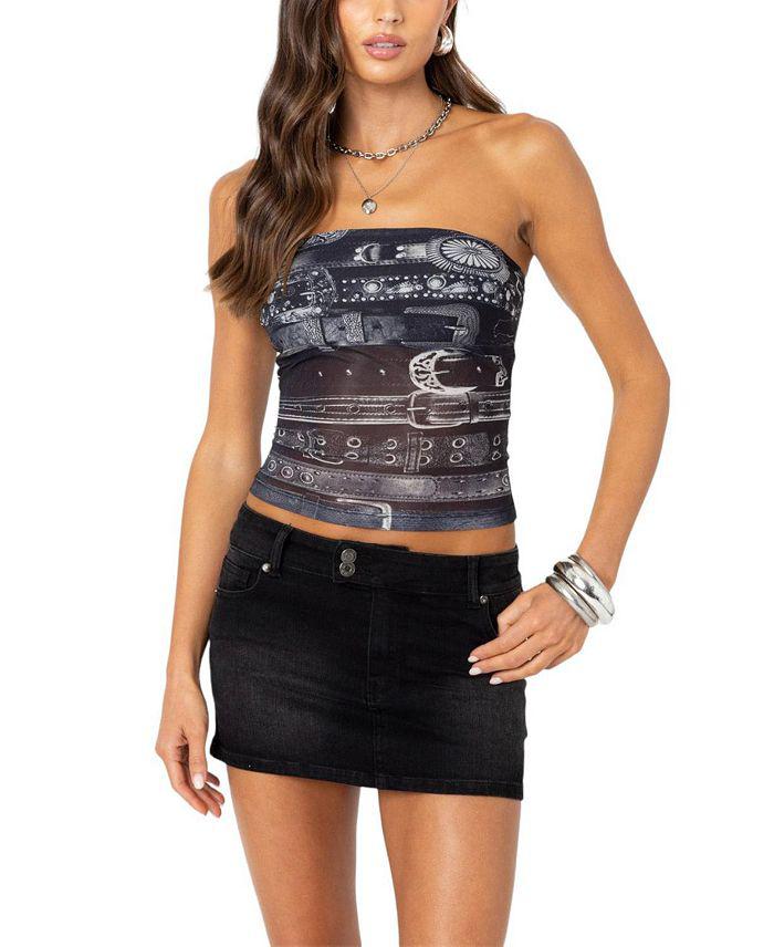 Edikted Layered Belt Mesh Tube Top
