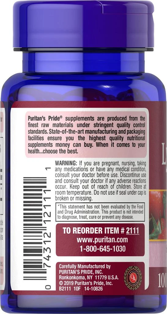 Puritan's Pride Lycopene 10 mg 100 Softgels 5