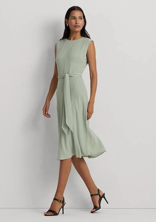 Ralph Lauren Belted Bubble Crepe Dress – On Sale Now with Up to 50% Off