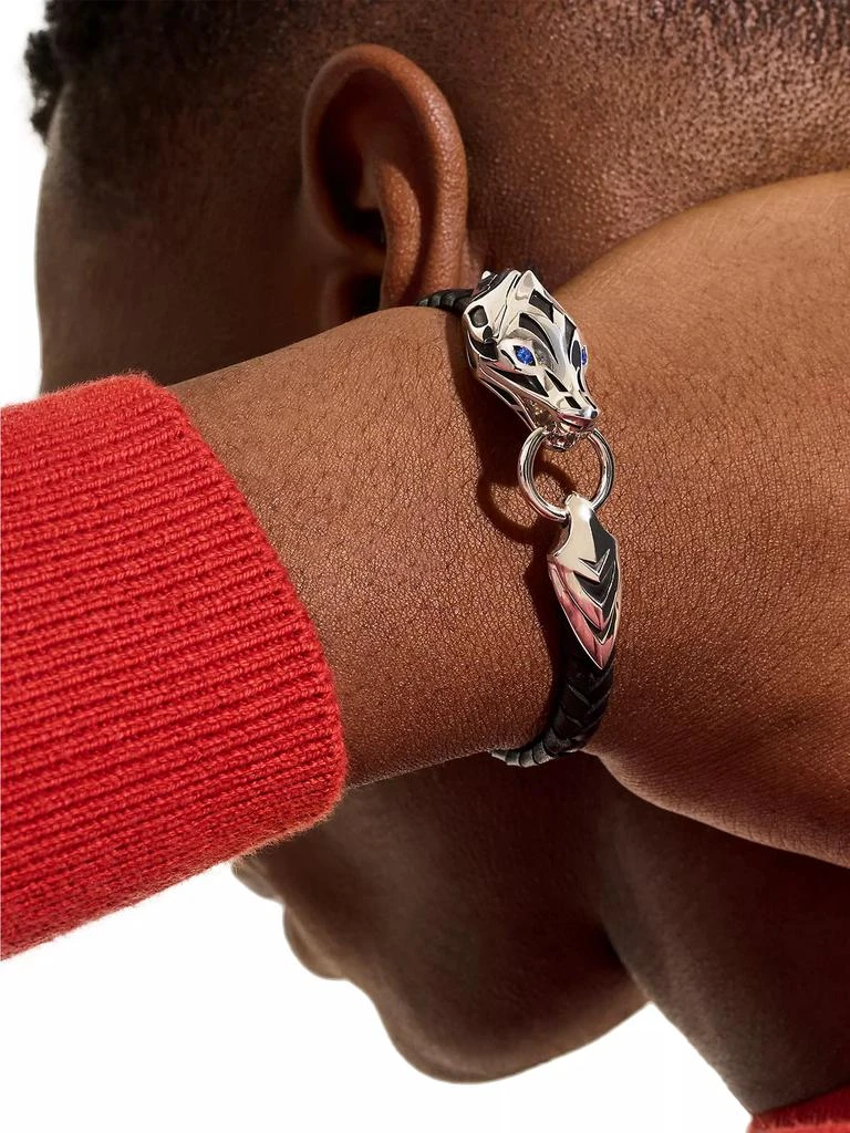 John Hardy Naga Sterling Silver, Leather & Blue Sapphire Bracelet 2