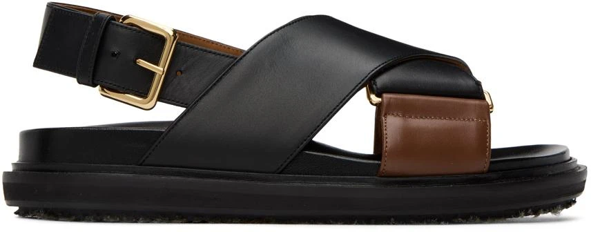 Marni Black & Brown Fussbett Sandals 1