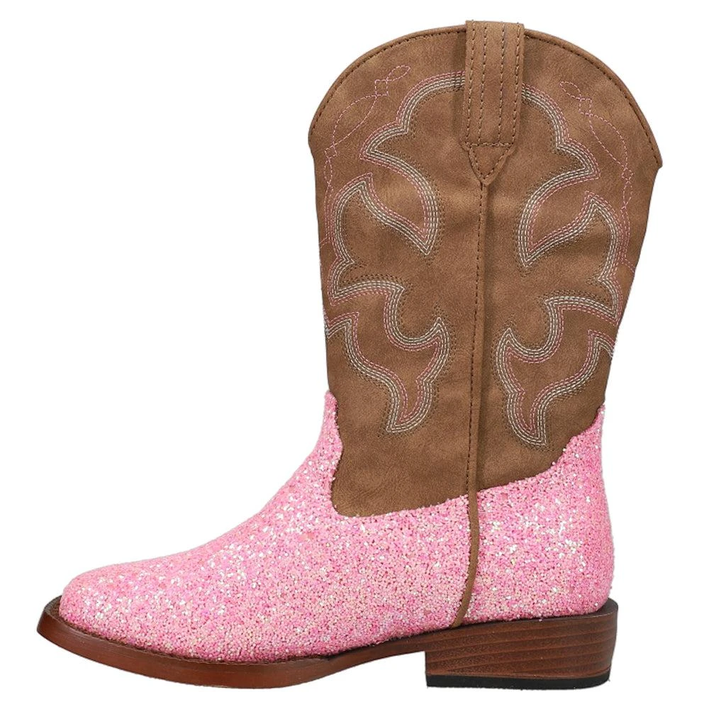 Roper Glitter Square Toe Pull On Cowboy Boots (Little Kid) 3