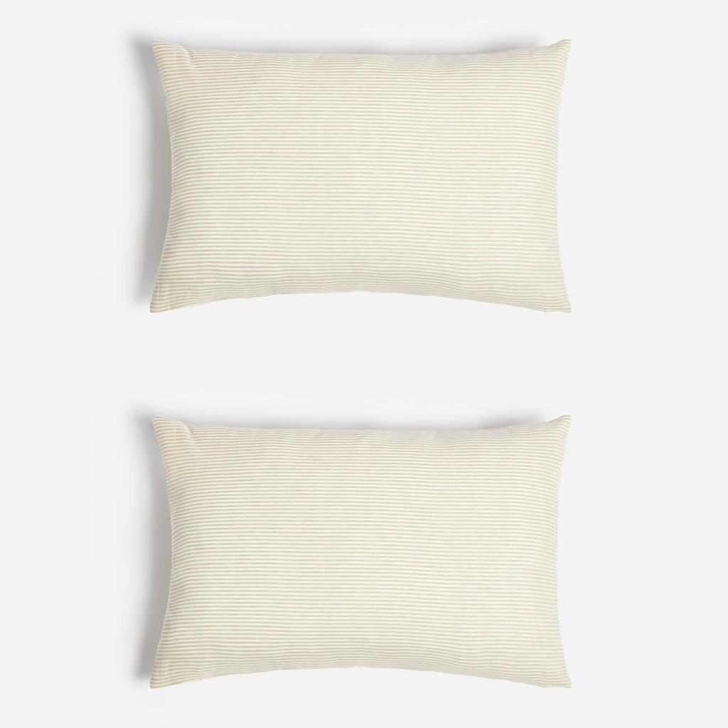 in homeware ïn home Linen Cotton Stripe Cushion Cover - Natural - 75x50cm - Set of 2