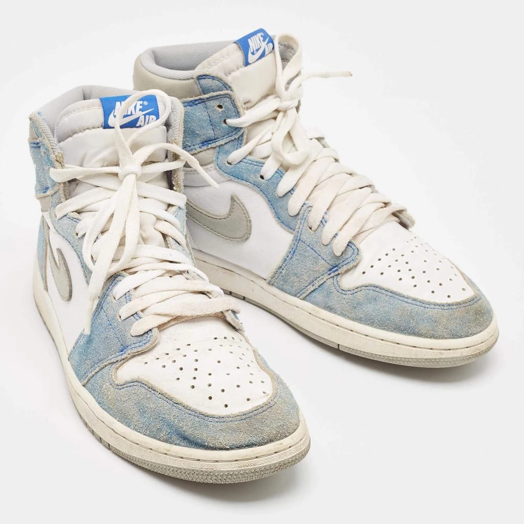 Jordan Air Jordans Blue/White Leather and Suede Air Jordan 1 High Top Sneakers Size 43 4
