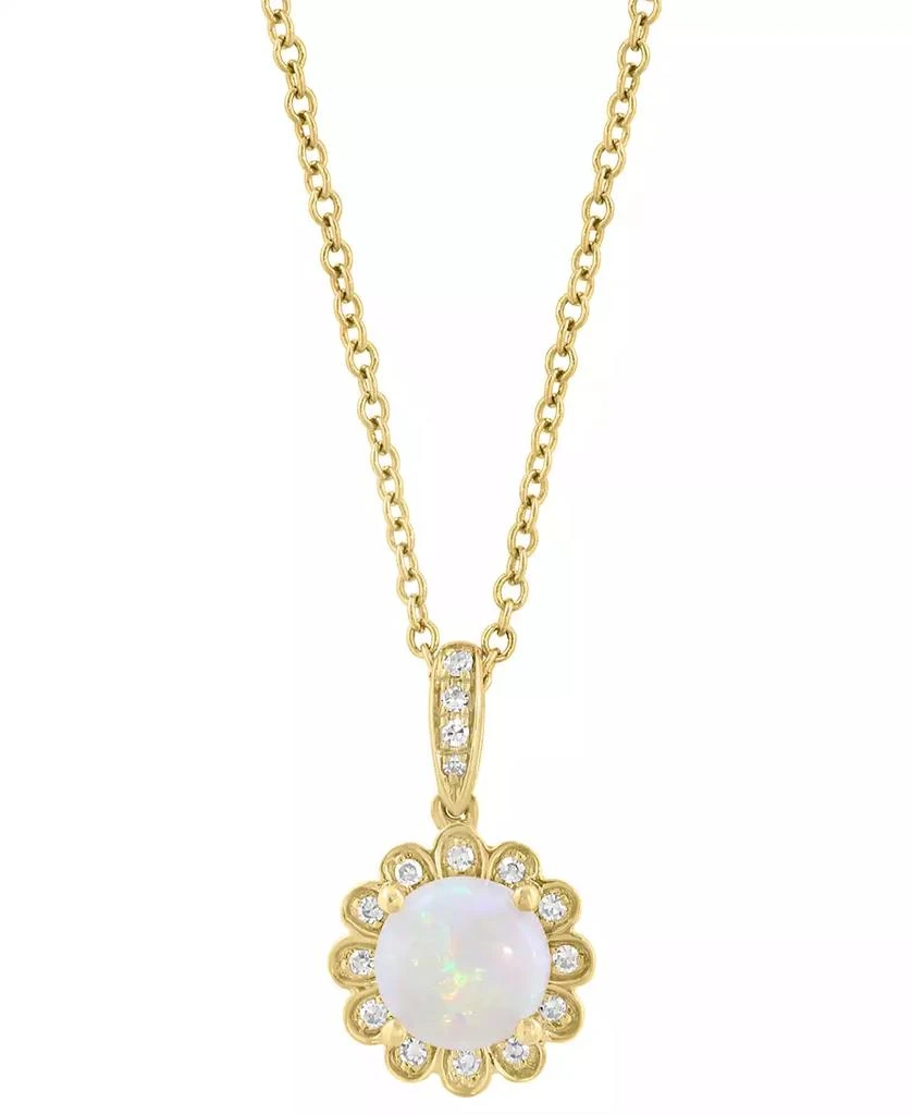 Effy Opal (1/2 ct. t.w.) and Diamond (1/10 ct. t.w.) Pendant Necklace in 14k Yellow Gold