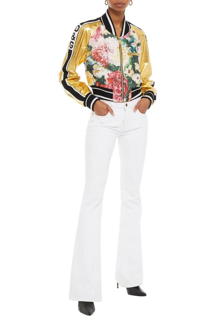 Dolce & Gabbana Metallic leather and floral-brocade bomber jacket 2