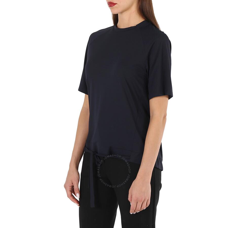 Save The Duck Ladies Navy Blue Ursa Drawstring-Hem T-Shirt