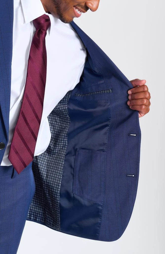 SAVILE ROW CO Navy Plaid Slim Fit Suit 3