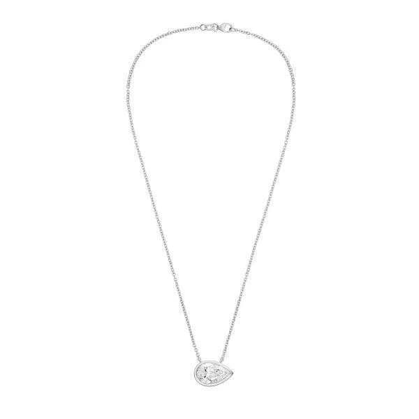 Diana M Jewels 14kt white gold lab grown east west pear shape bezel pendant weighing 4.00 ct 2