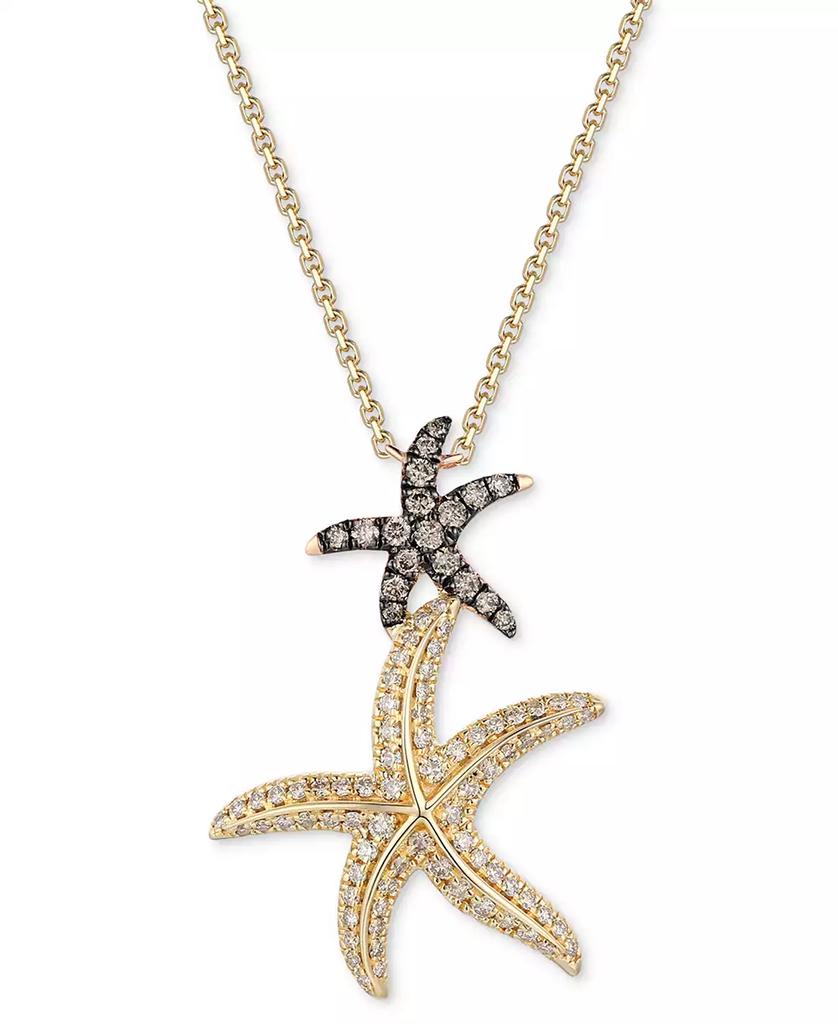 Le Vian Nude Diamond & Chocolate Diamond Starfish Pendant Necklace (5/8 ct. t.w.) in 14k Two-Tone Gold, 19"