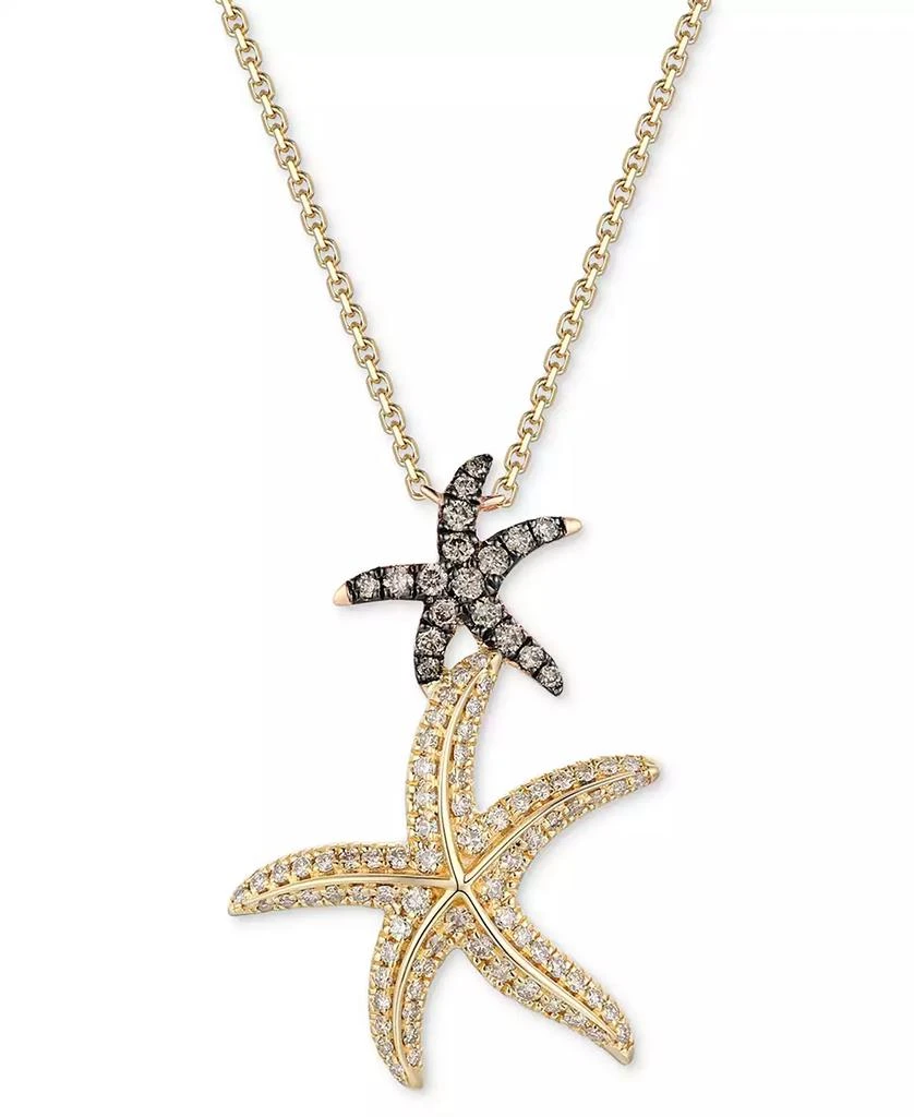 Le Vian Nude Diamond & Chocolate Diamond Starfish Pendant Necklace (5/8 ct. t.w.) in 14k Two-Tone Gold, 19" 1