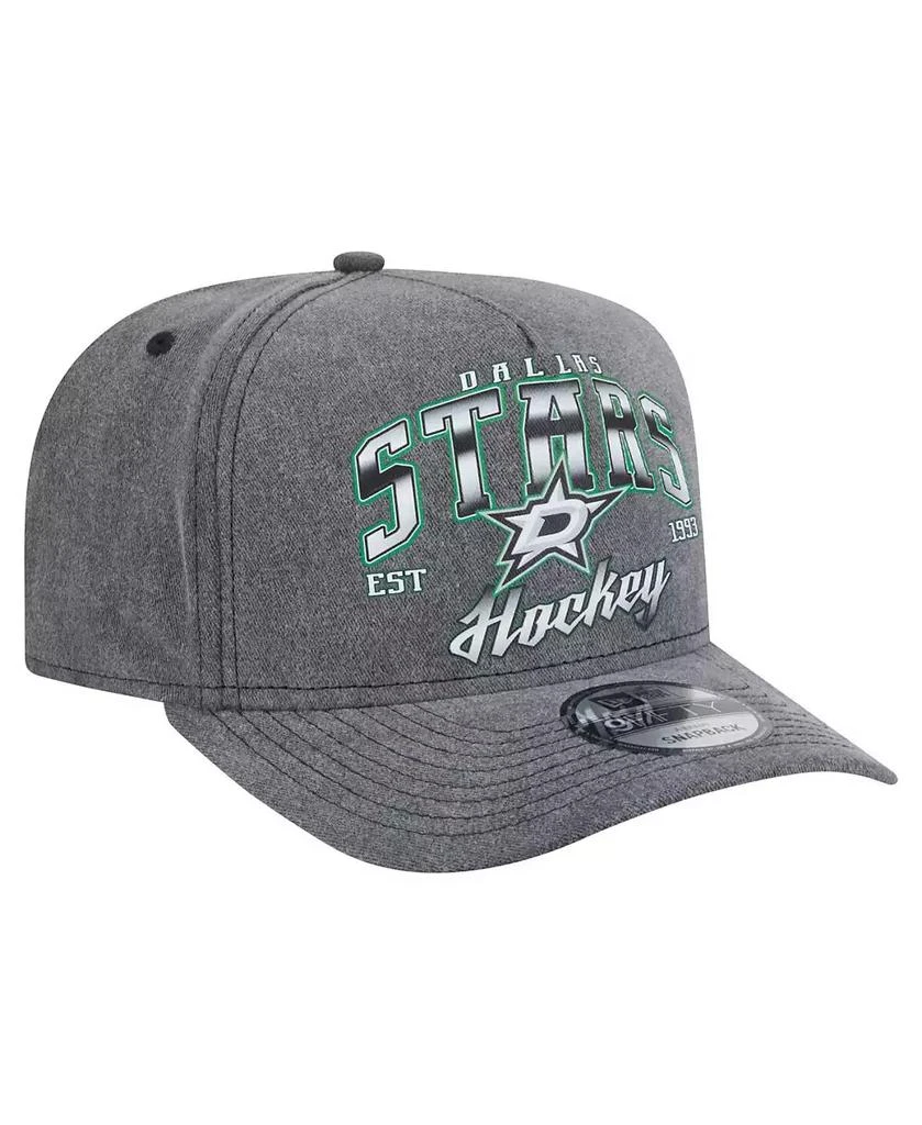 New Era Men's Charcoal Dallas Stars Throwback Washed A-Frame Pre-Curved 9FIFTY Snapback Hat 3