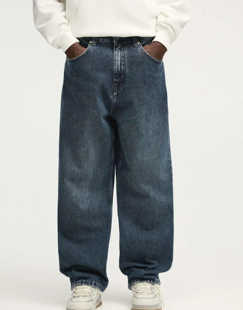 Pull&Bear Pull&Bear baggy fit jeans in dark blue 2