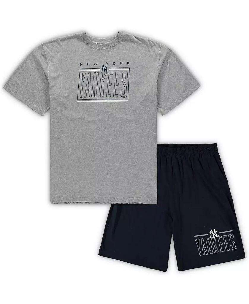 Concepts Sport Men's Heathered Gray, Navy New York Yankees Big and Tall T-shirt and Shorts Sleep Set