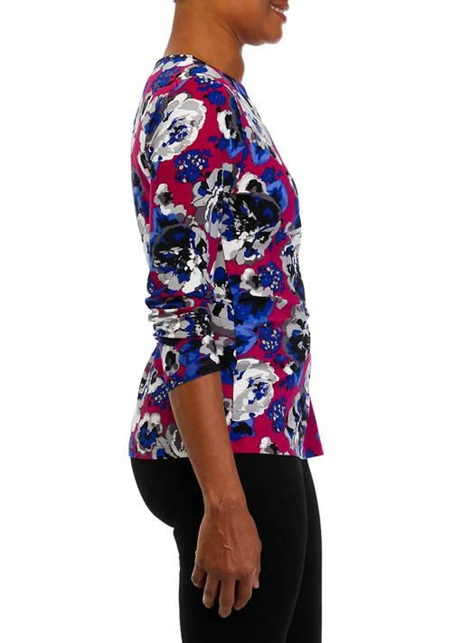 Kasper Womens 3 4 Sleeve Side Tie Printed Top 3