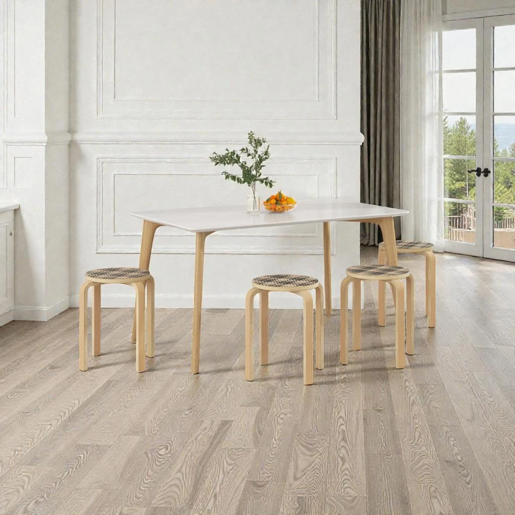 Hivvago 4-Piece 18" Wooden Dining Chairs with Curved Back and Stackable Style 1