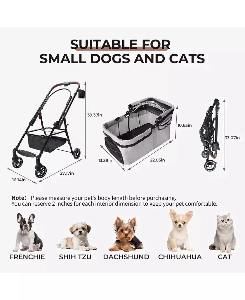 AOSTIRMOTOR All-Terrain Pet Stroller with 360° Rotating Wheels 
Detachable Carrier, 4-Wheel Foldable Travel System with Storage Bag 4